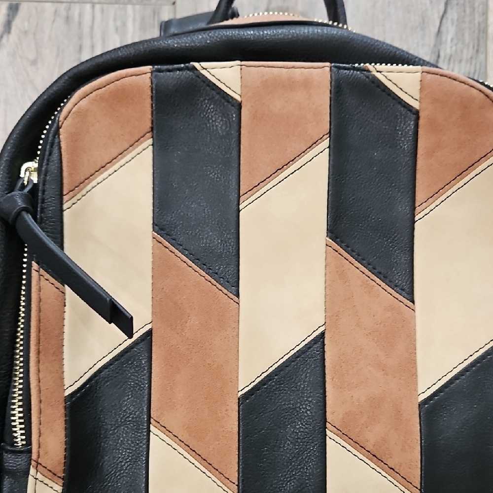 Steve Madden Leather Black and Tan Women's Backpack - Picture 11 of 12